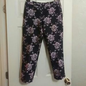 Talbots Plum Pink Floral Jaqucard Pants